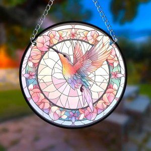 Hummingbird Suncatcher Bird Hanging Colorful In/Outdoor Window Art Wall Deco NEW